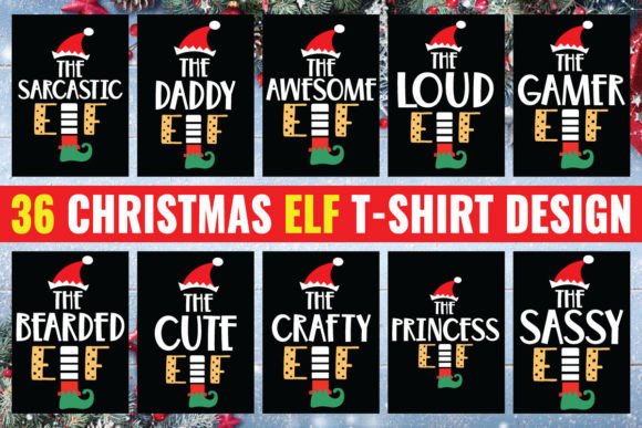 Christmas ELF T-Shirt Design Bundle: Perfect for Festive Branding