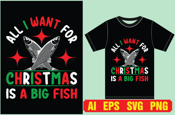 Christmas Fishing T-shirt Design: A Versatile Graphic Asset