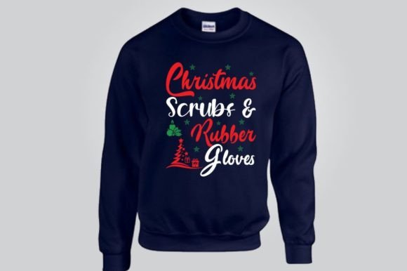 Christmas Scrubs Rubber Gloves SVG Design